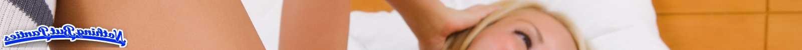 18P Aaliyah Love sporty socks and white cotton bikini panties playing on the bed