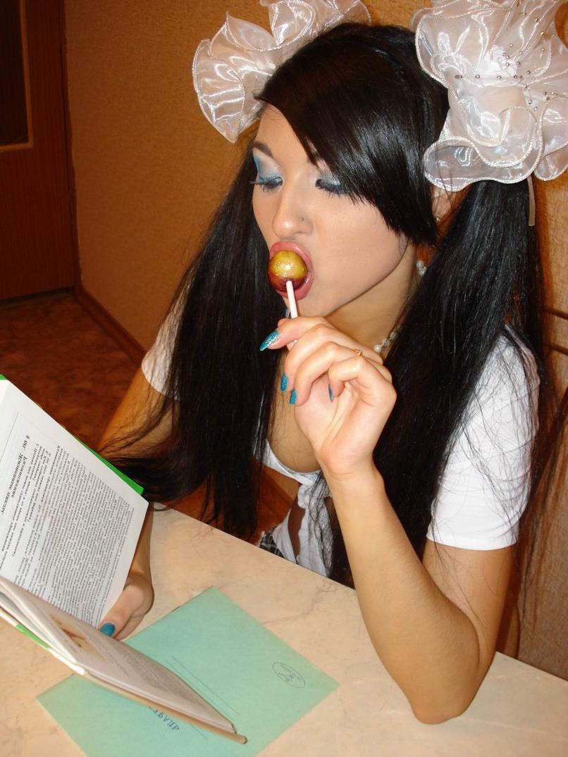 12P Stocking teen model Vivi Veps with lollipop