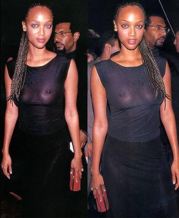 15P talkshow host and model Tyra Banks shows us her brown nipples