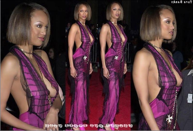15P talkshow host and model Tyra Banks shows us her brown nipples