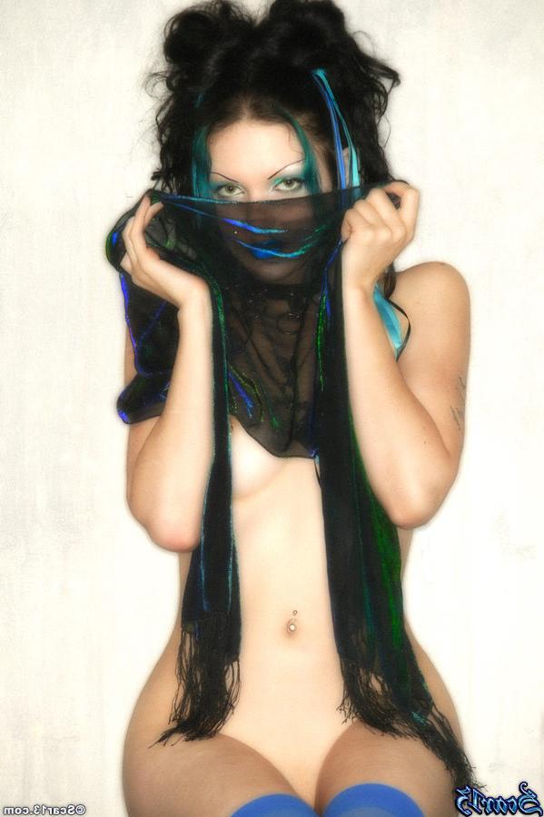 12P Vicious Gothic Gurl in Blue Nylon Stocking