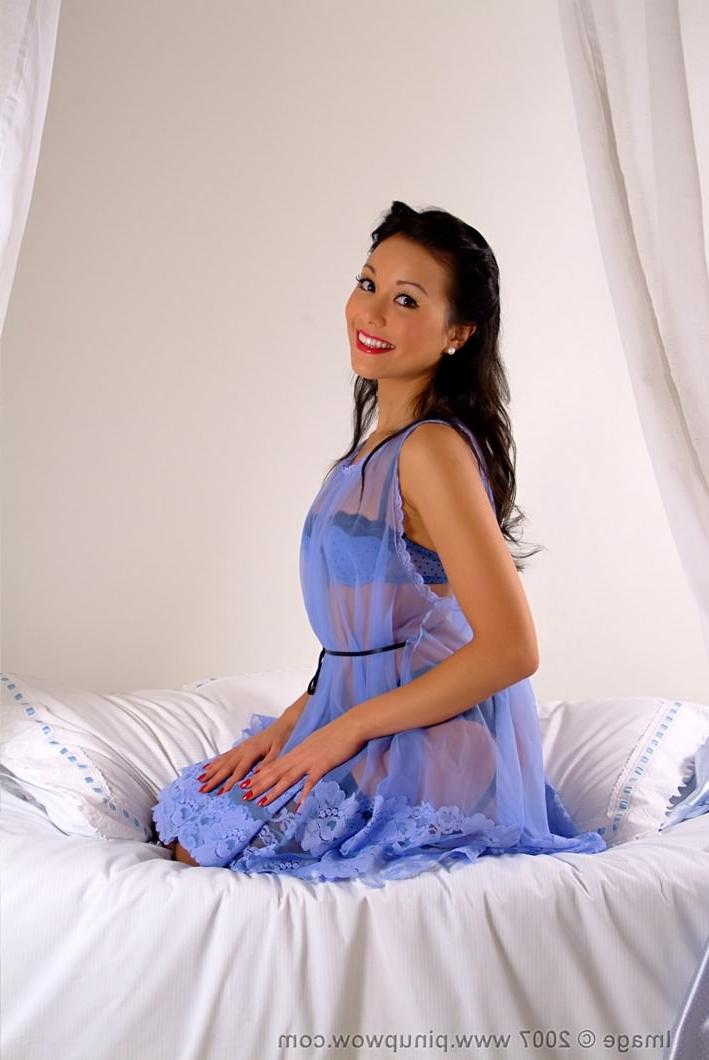 16P Beauty in blue lingerie and black stockings