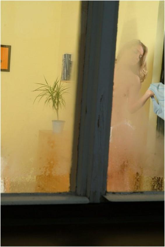 16P Peeks through the window at blonde undressing and masturbating