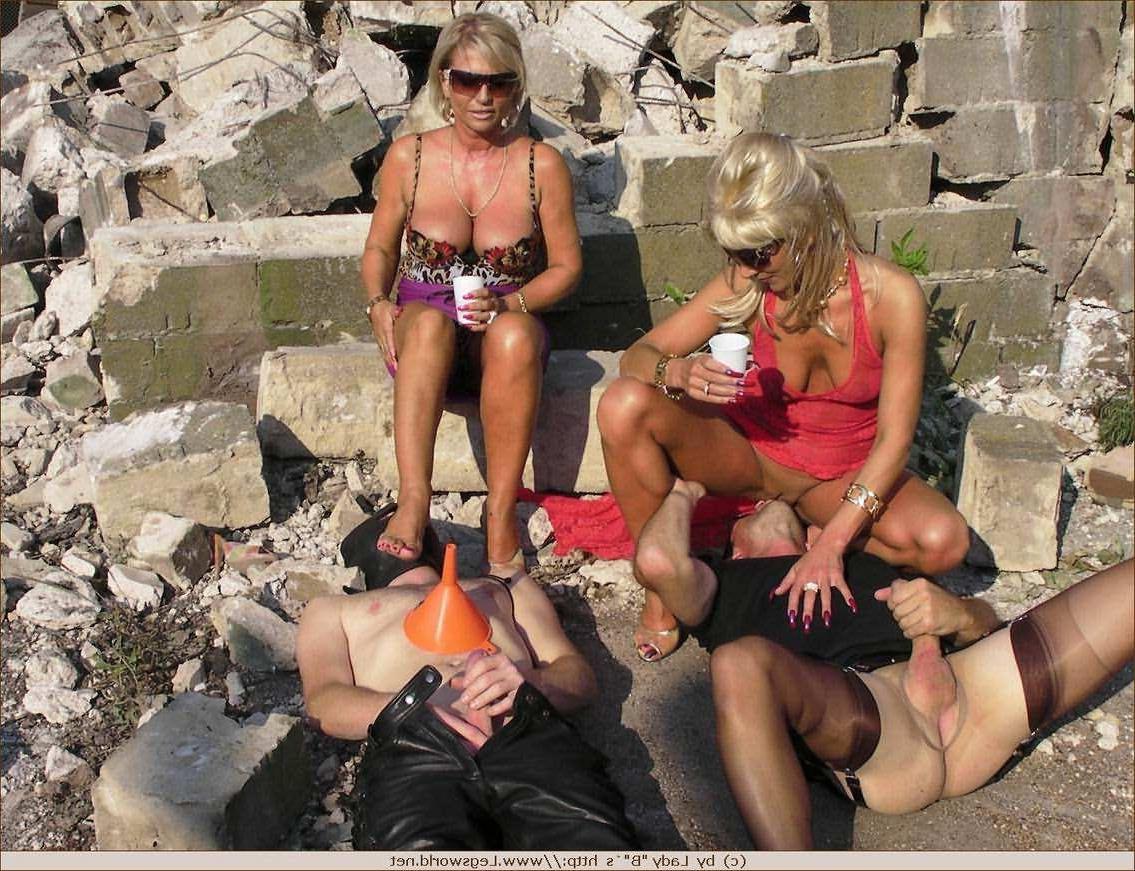 12P Foursome stocking foot worship outdoors