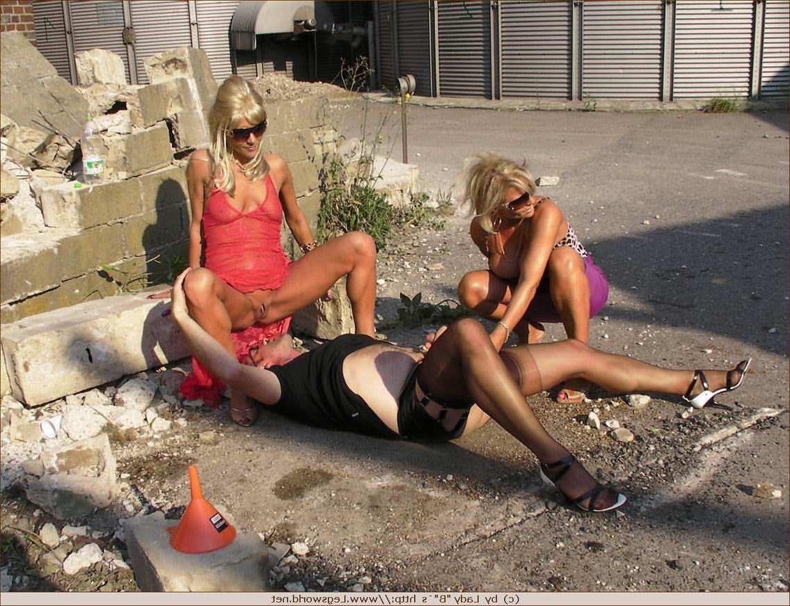 12P Foursome stocking foot worship outdoors