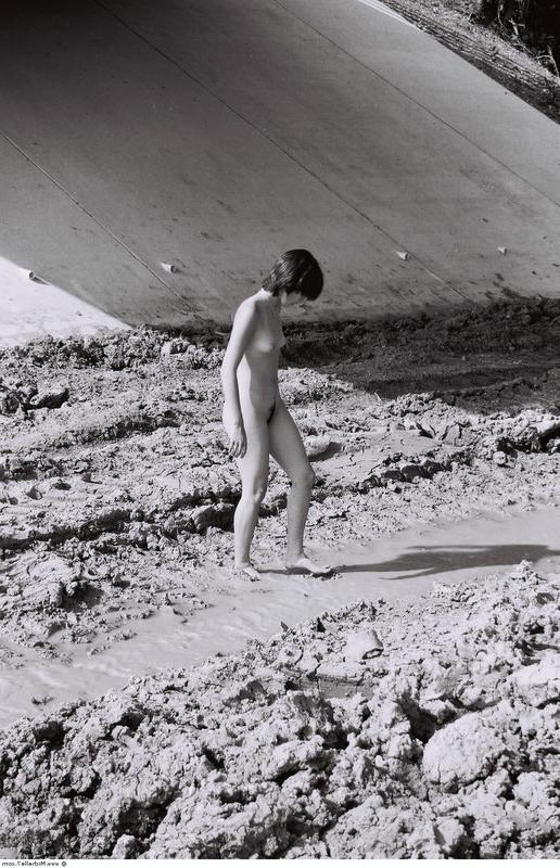 15P Naked girl in slush. Outdoors erotica