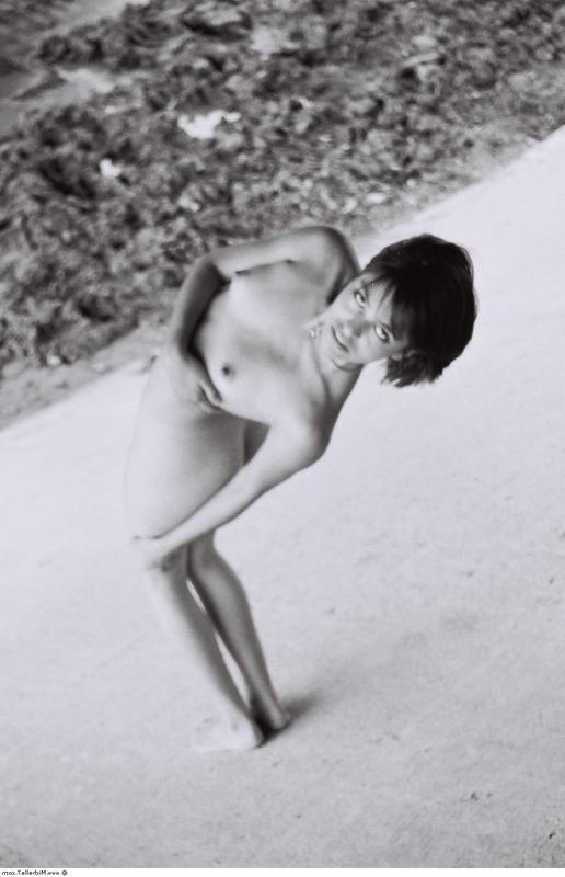 15P Naked girl in slush. Outdoors erotica