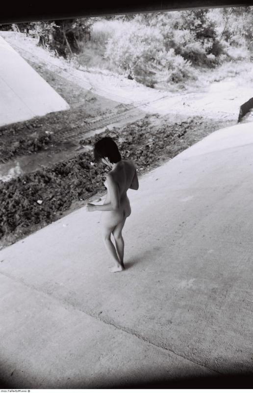 15P Naked girl in slush. Outdoors erotica
