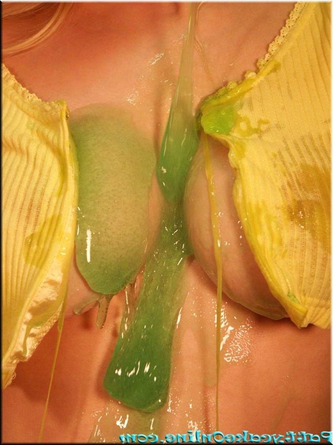 16P Busty teen girl covered in green goop