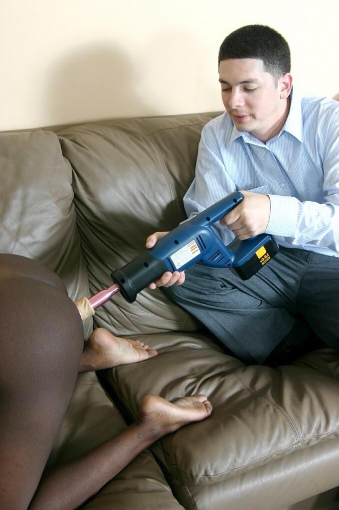 20P Horny amateur ebony getting her pussy hammered by a dildo