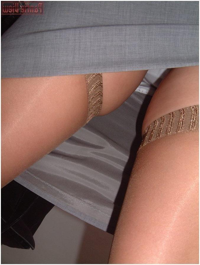 15P Blonde high heels girl in womanssuit showing stockings