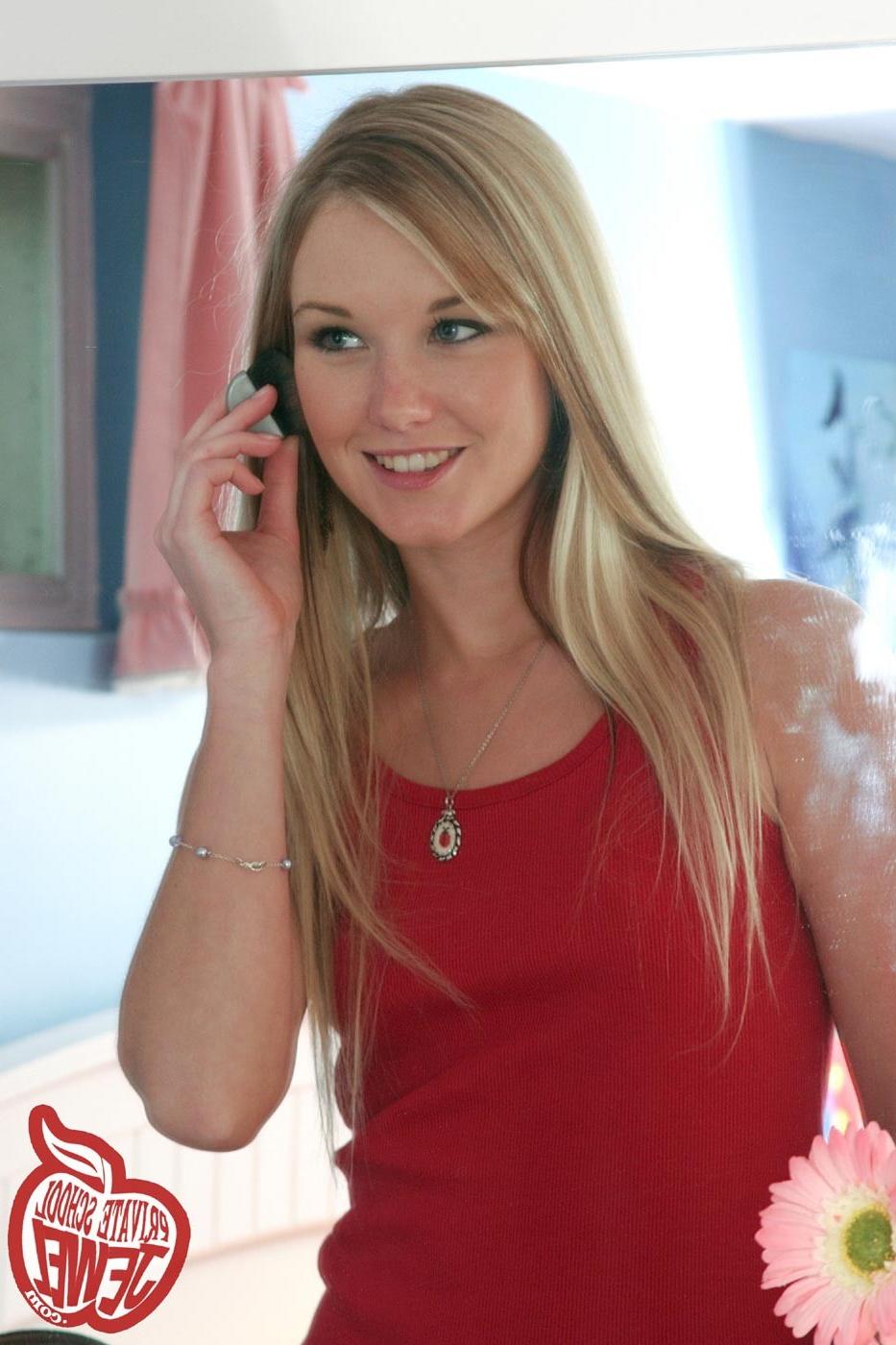 16P Cute blonde teen girl in bedroom