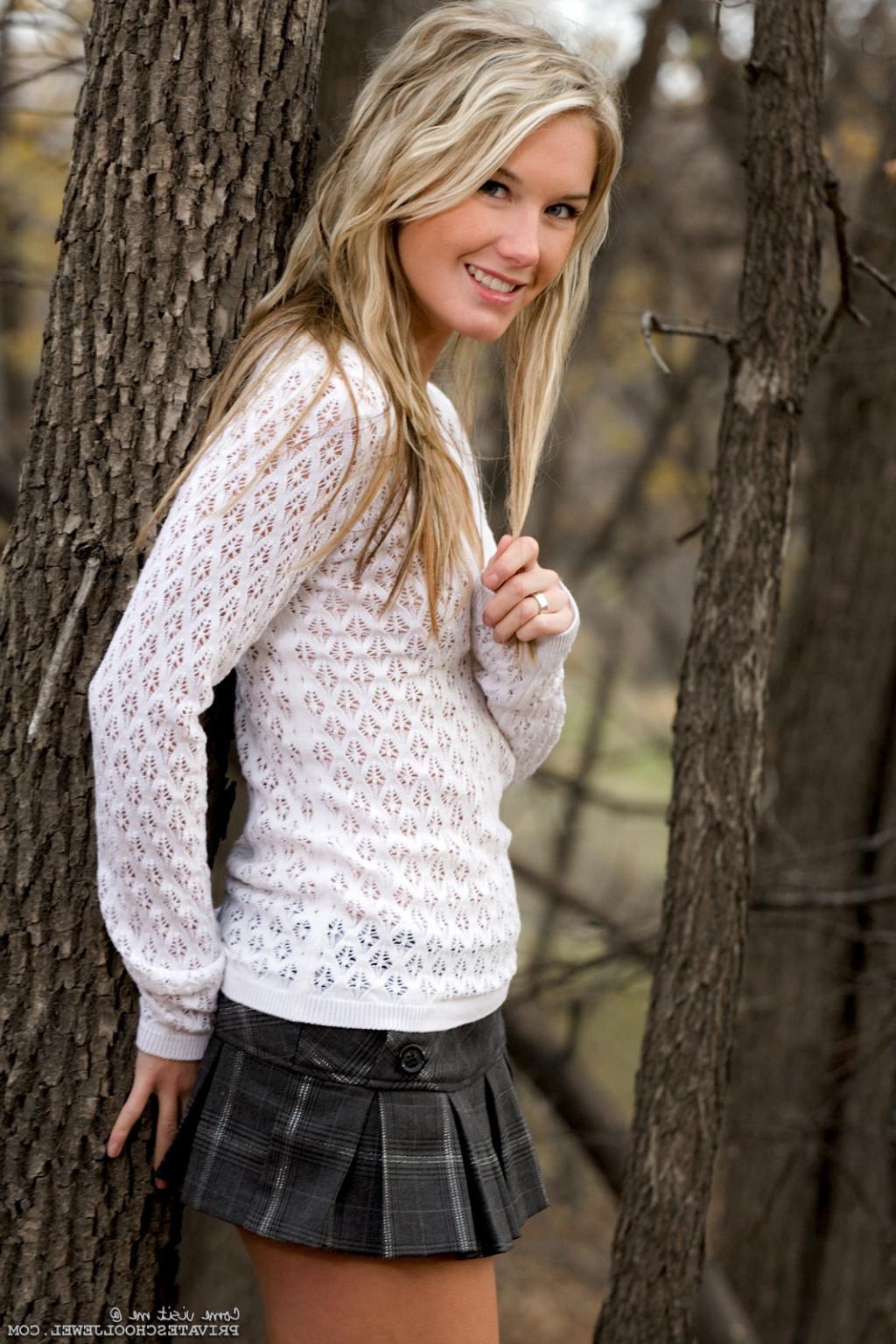15P Slim teen strips nude outside