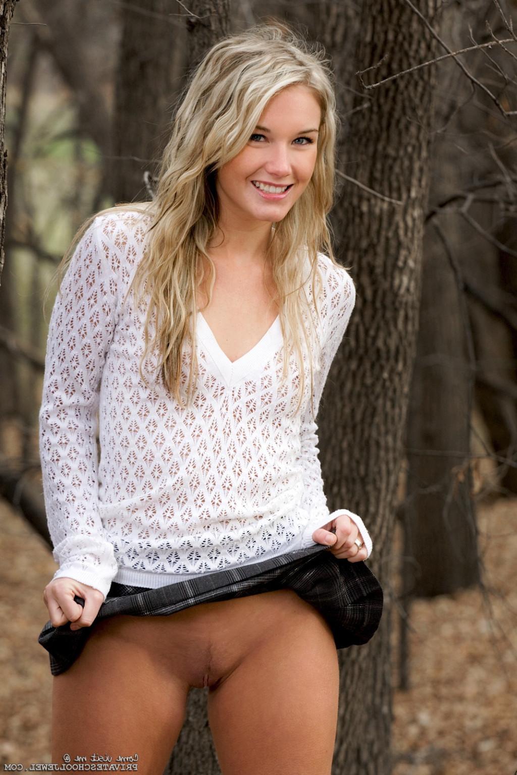 15P Slim teen strips nude outside