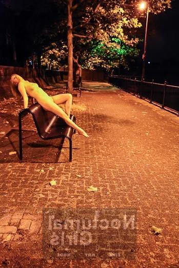8P Blond girl posing nude in the night outdoor