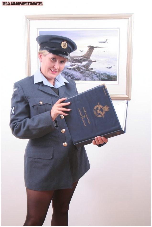 15P Royal Air Force slutty blonde Natasha Smith in black pantyhose