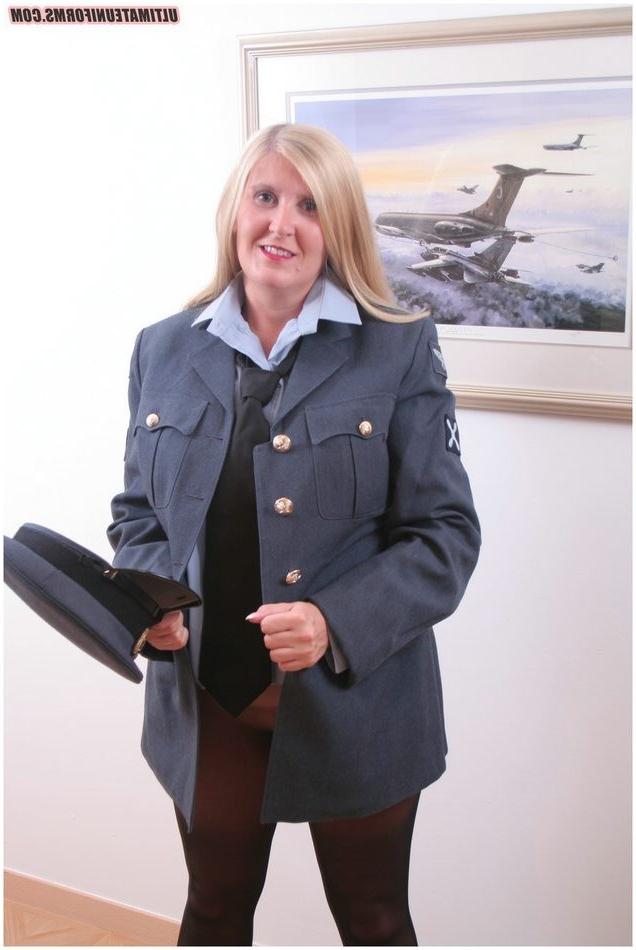15P Royal Air Force slutty blonde Natasha Smith in black pantyhose