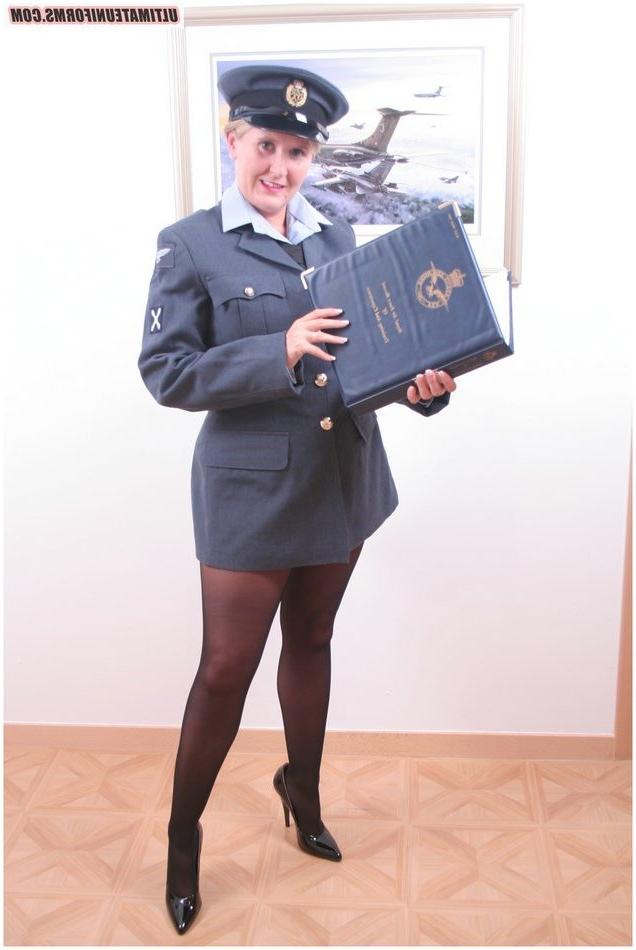15P Royal Air Force slutty blonde Natasha Smith in black pantyhose