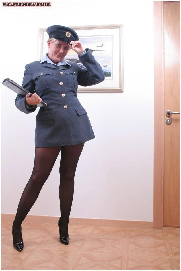 15P Royal Air Force slutty blonde Natasha Smith in black pantyhose