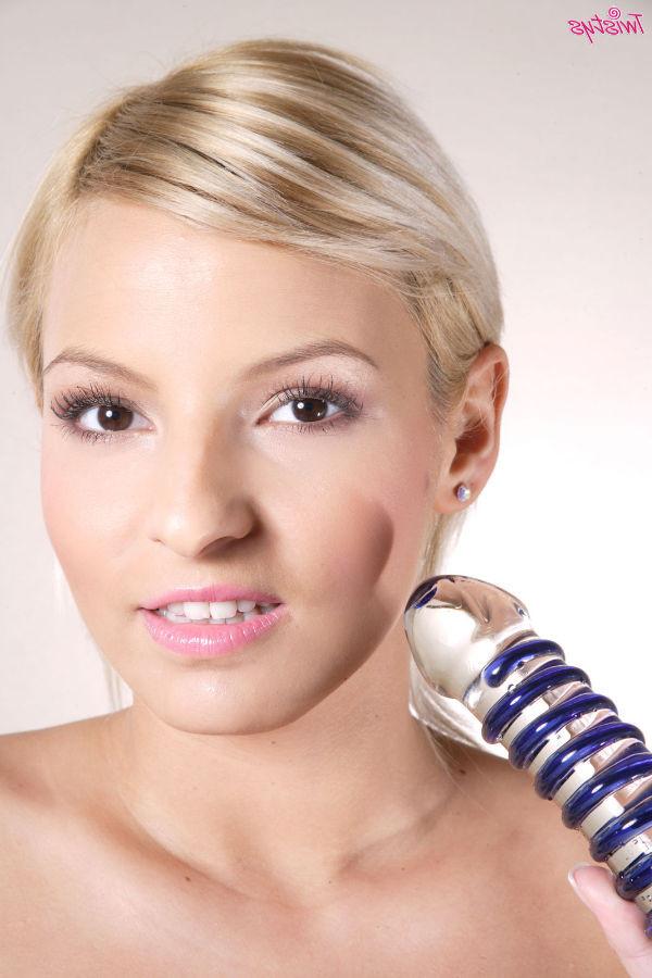 16P Eve Smile toying her pussy with glass dildo