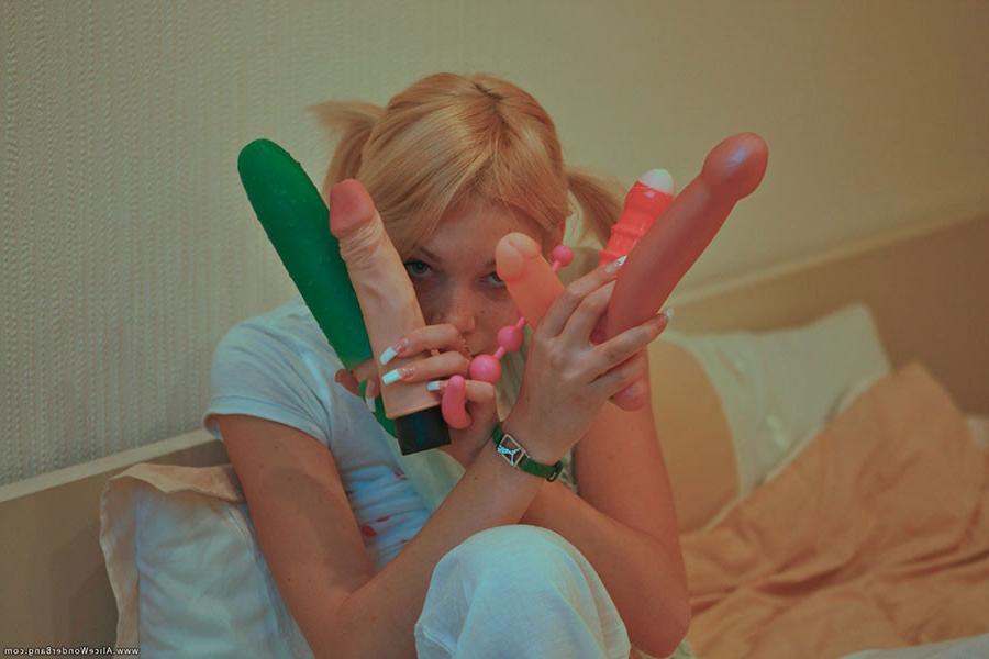 17P Beautiful blonde teenie stuffing herself with her favorite dildo