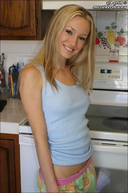 15P Dirty Aly Poses in the Kitchen