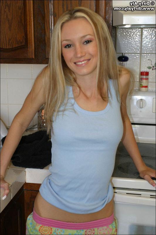 15P Dirty Aly Poses in the Kitchen