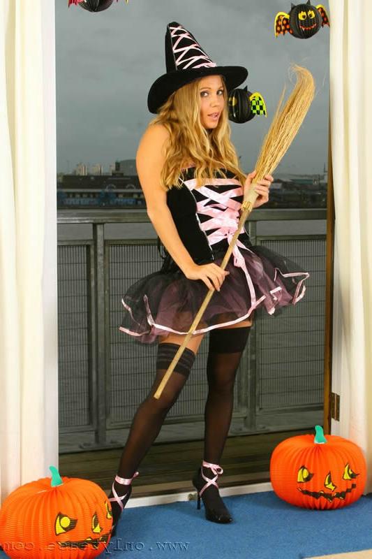 16P blonde teen babe posing in a witch costume