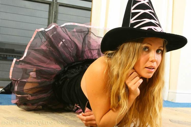 16P blonde teen babe posing in a witch costume