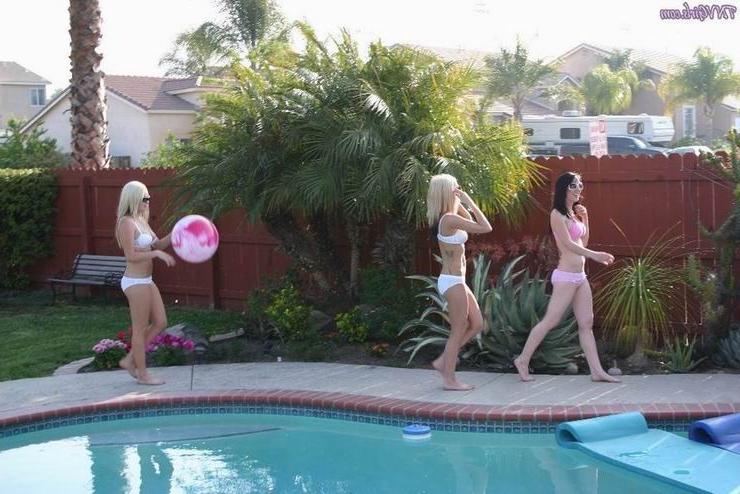 16P blonde teen in white panties and bra posing outdoor