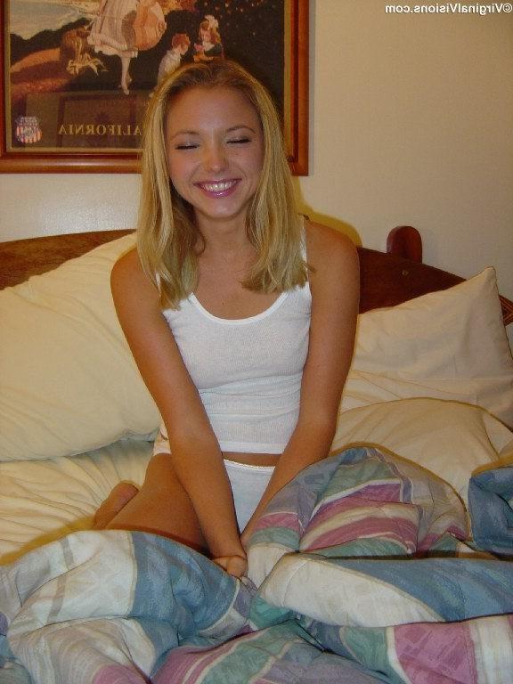 16P Blonde teen posing in white cotton panties