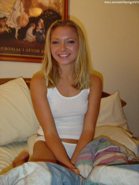 16P Blonde teen posing in white cotton panties