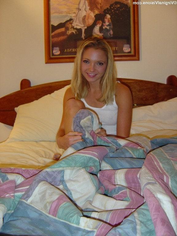 16P Blonde teen posing in white cotton panties