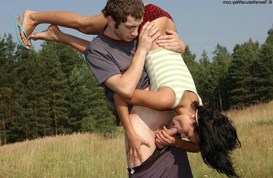 16P Brunette teen Chasey Karo sucking and tasting outdoor sex