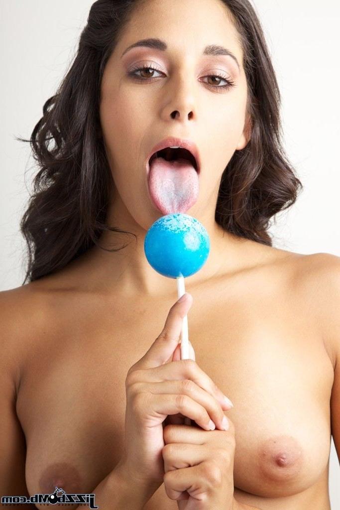 18P Gia Steel sucks on a dick and her blue lollipop