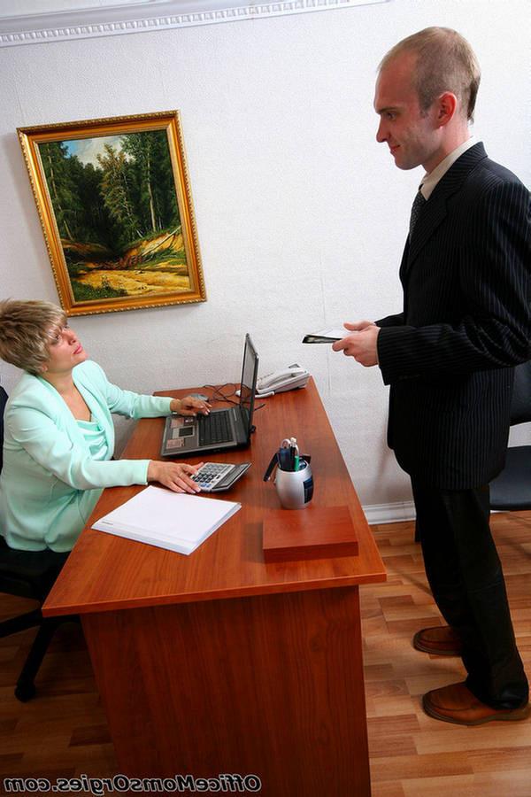 20P Kinky mature boss invites young guy for some sex