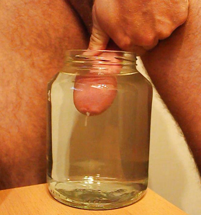 10P Cum in jar of warm water