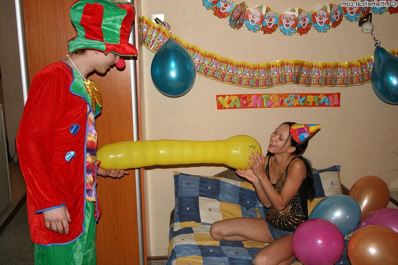 16P Petite teen brunette gets hard fucked in horny poses on her bd party