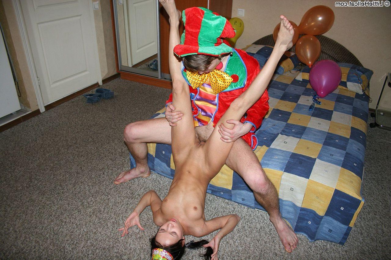 16P Petite teen brunette gets hard fucked in horny poses on her bd party