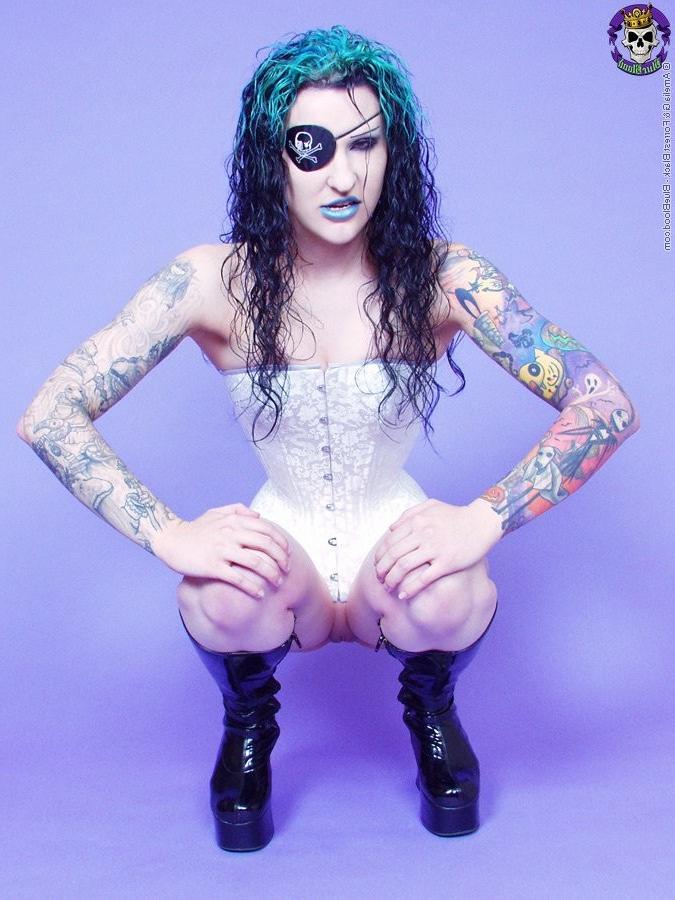 15P Gothic tattooed pirate girl with her eyepatch