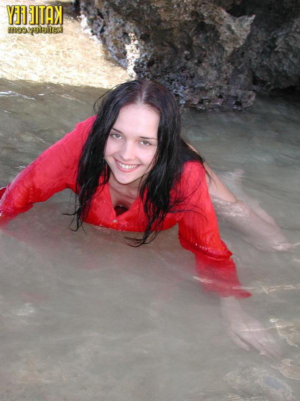 15P Busty teen in red blouse