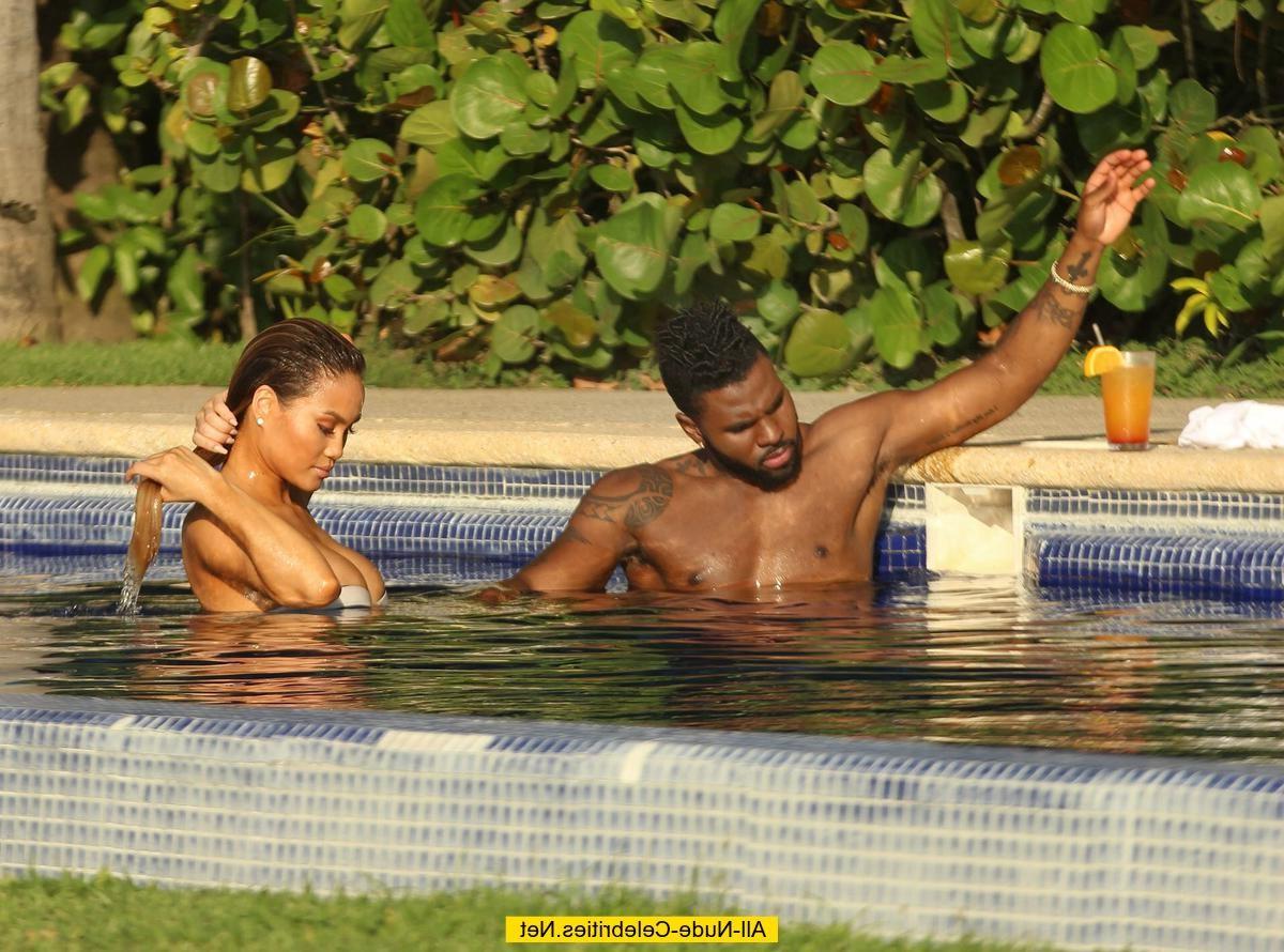 15P Daphne Joy sexy in swimsuit poolside