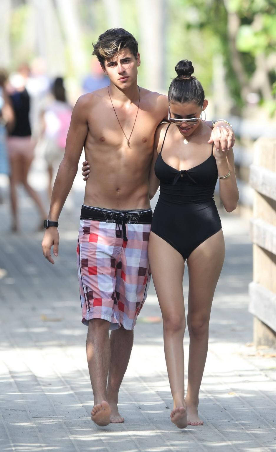 16P Madison Beer busty and booty in black swimsuit