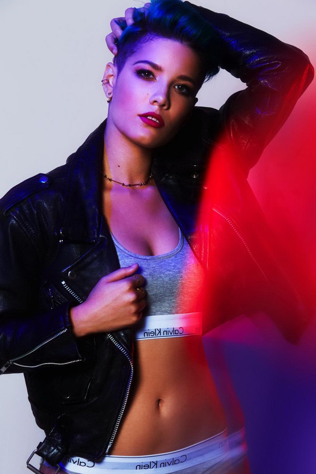 16P Busty Halsey posing in tiny swimsuit and lingerie
