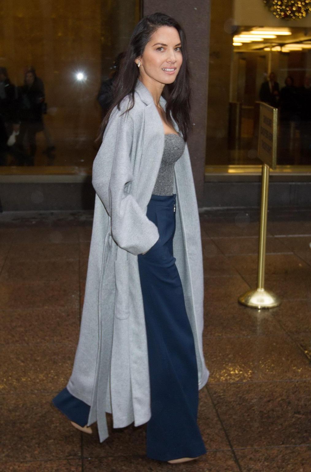 16P Olivia Munn busty wearing a corset at SiriusXM Studios in NYC