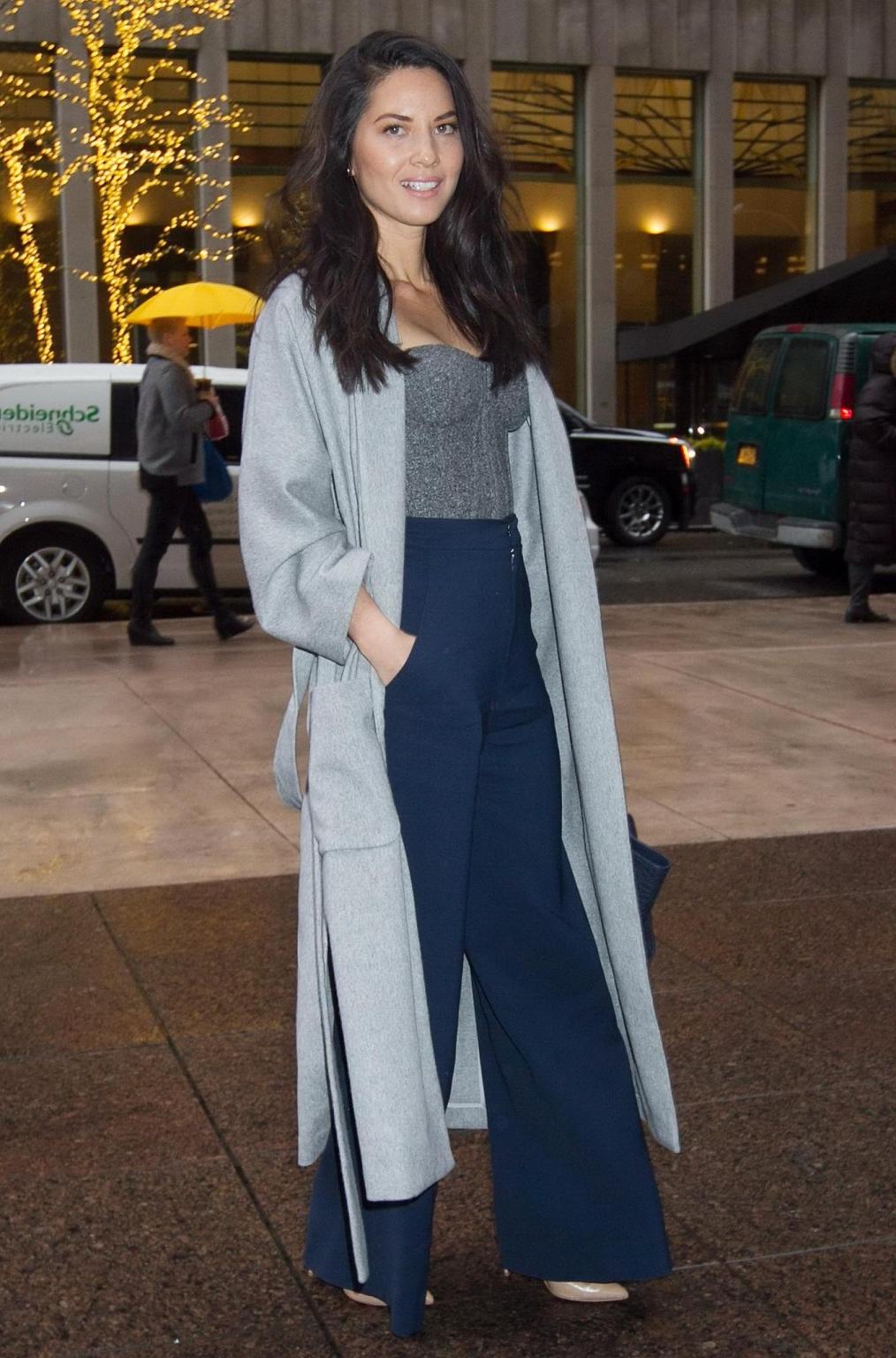 16P Olivia Munn busty wearing a corset at SiriusXM Studios in NYC