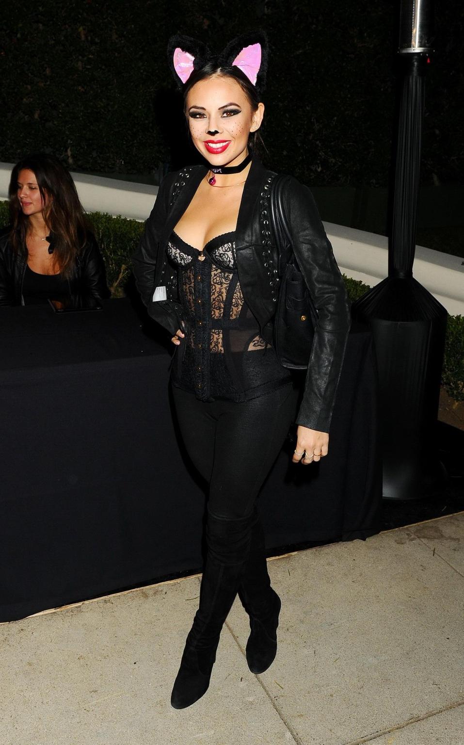 16P Janel Parrish wearing a sexy cat costume at Casamigos Tequilas Halloween Party i