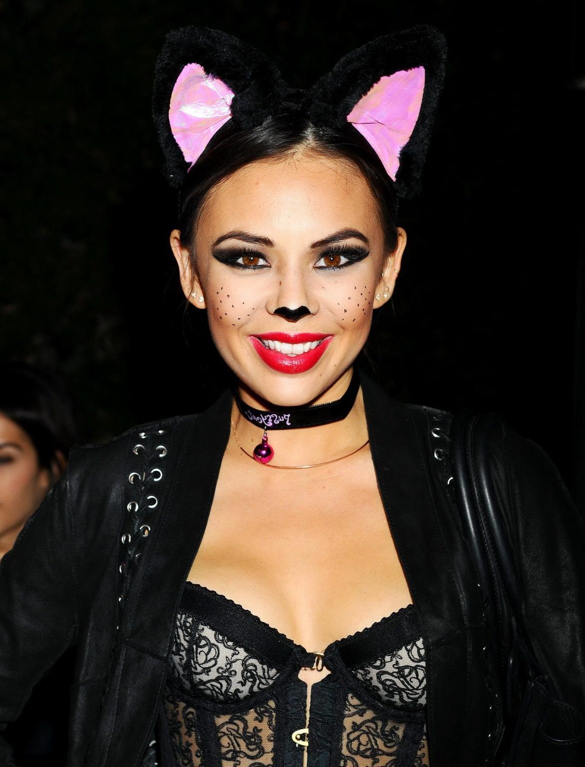 16P Janel Parrish wearing a sexy cat costume at Casamigos Tequilas Halloween Party i