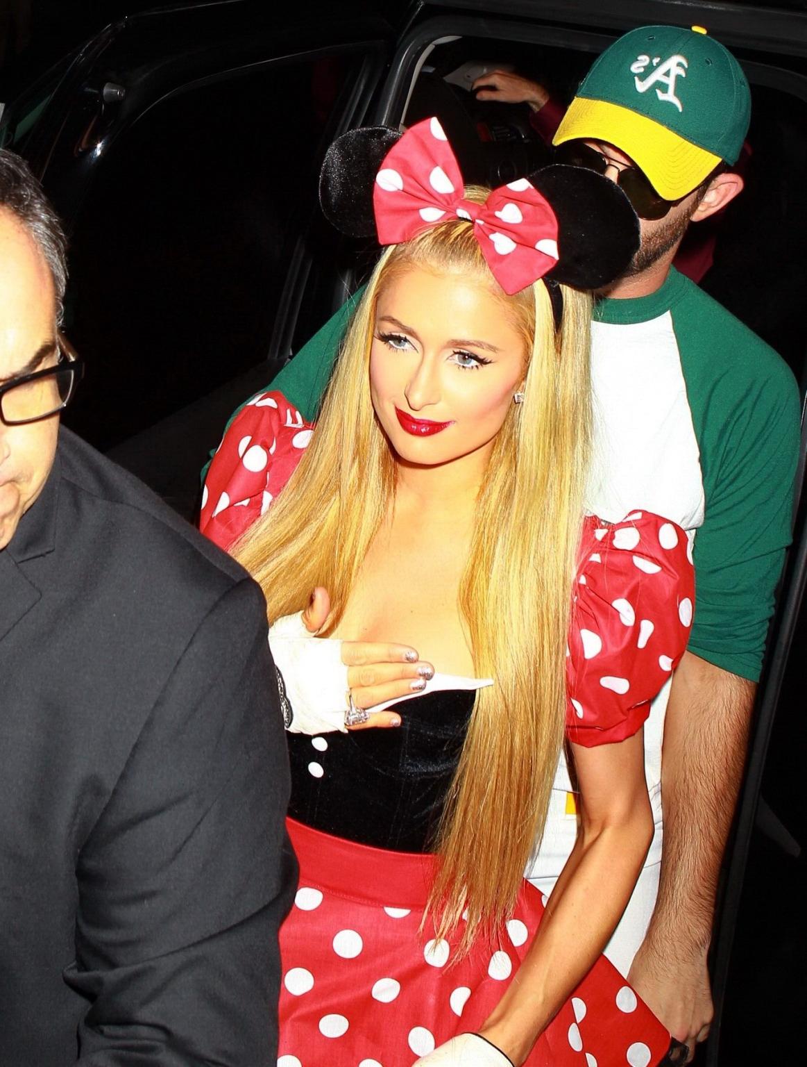 16P Paris Hilton busty wearing a Minnie Mouse costume at Casamigos Tequilas Hallowee