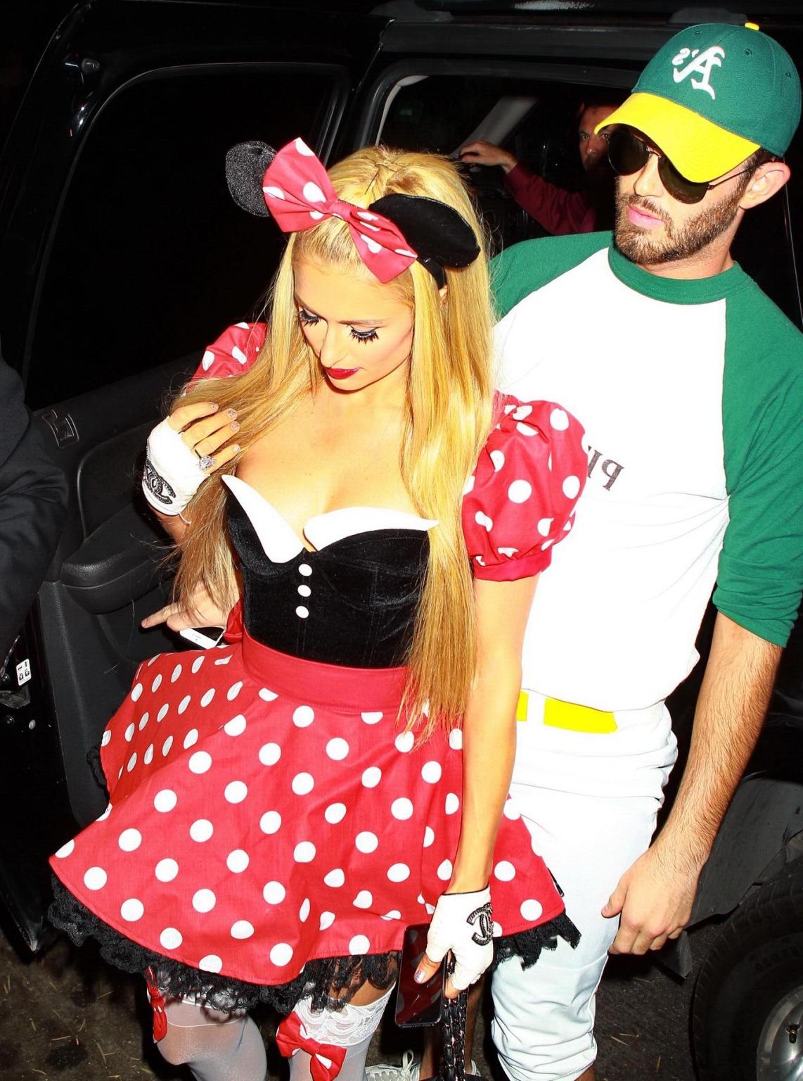 16P Paris Hilton busty wearing a Minnie Mouse costume at Casamigos Tequilas Hallowee